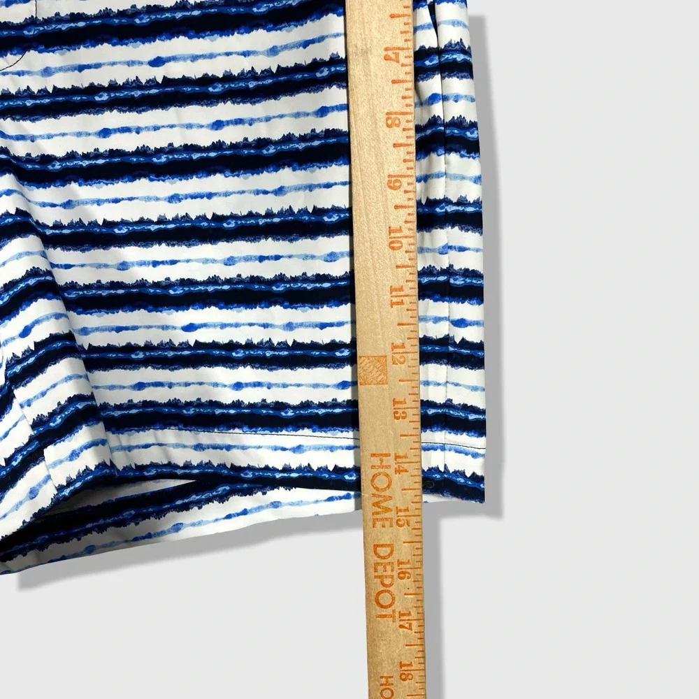 Spanx Sunshine Shorts Womens L Blue Painted Stripe Nautical Preppy Coastal NWT